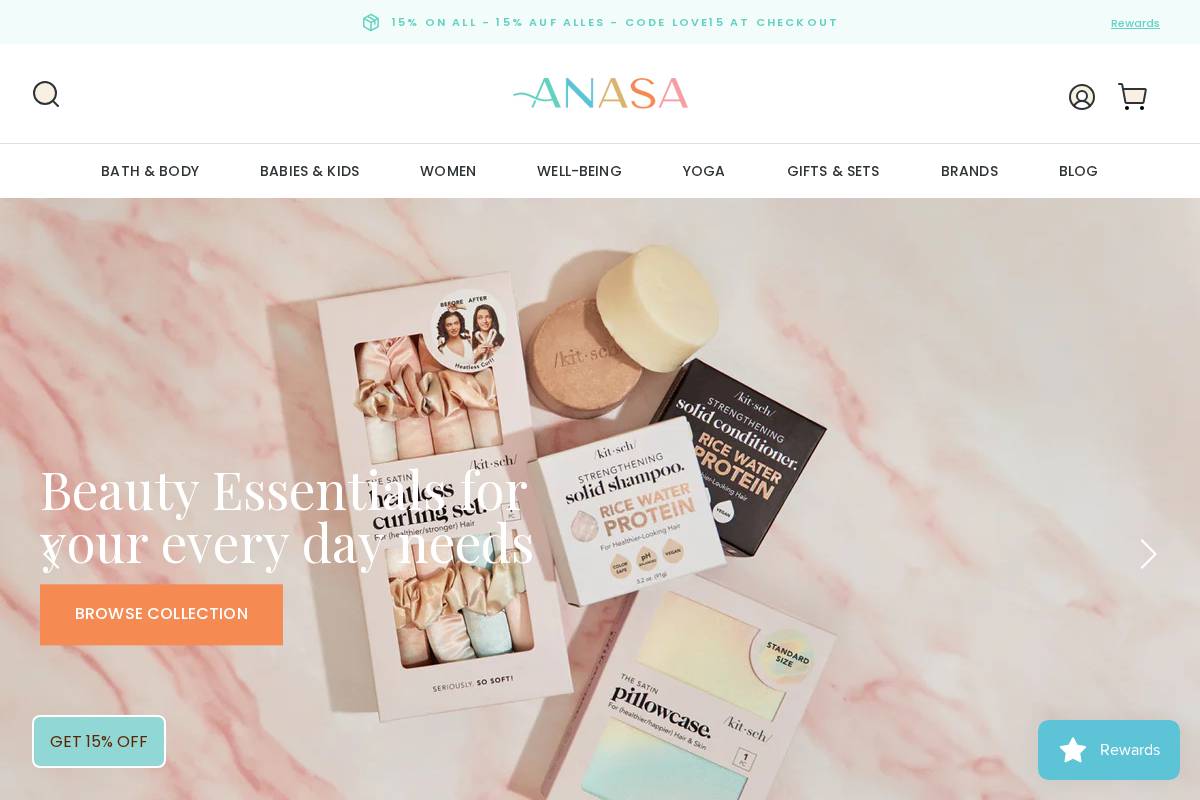 Anasa homepage screenshot