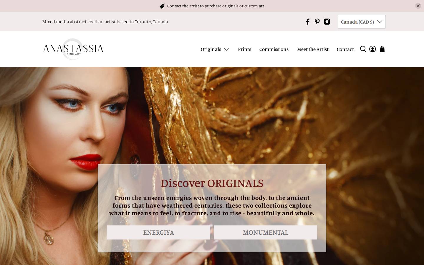 anastassiafineart.com homepage screenshot