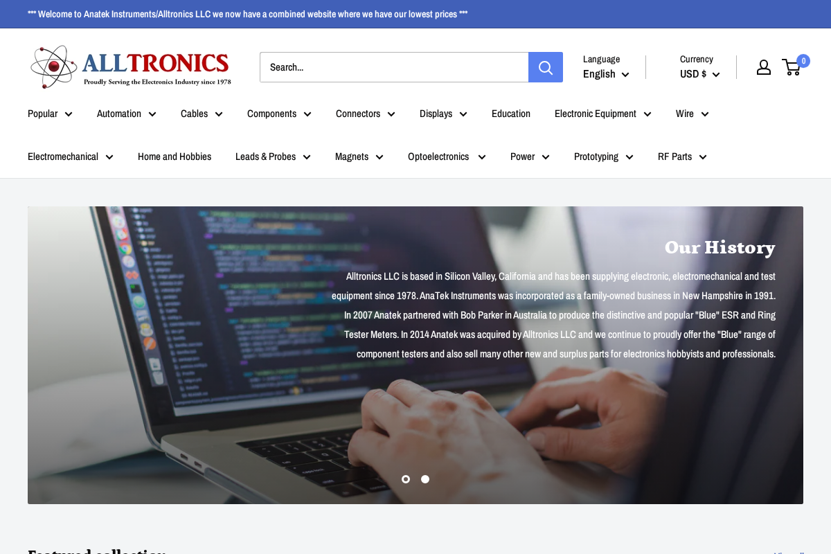 anatekinstruments.com homepage screenshot