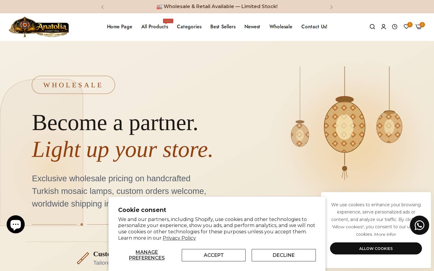 anatolialighting.com homepage screenshot