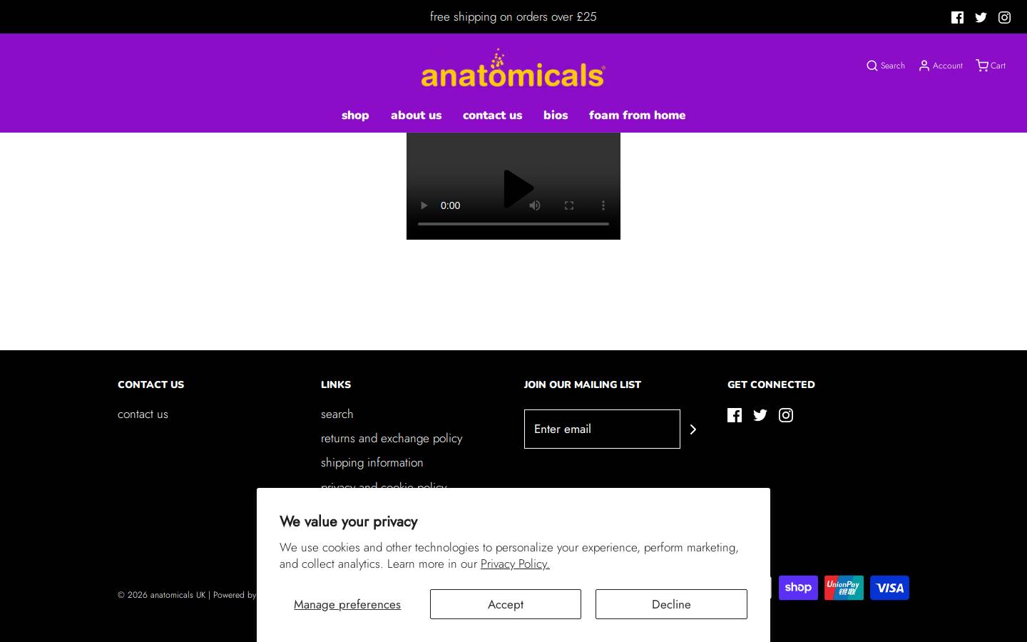 anatomicals.co.uk homepage screenshot