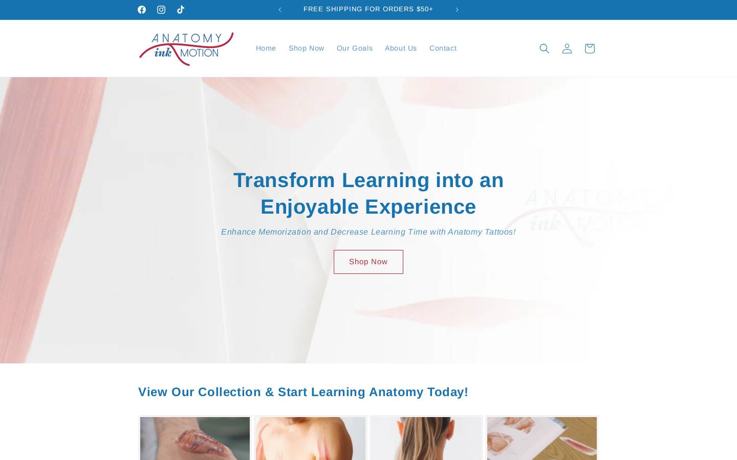 anatomyinkmotion.com homepage screenshot