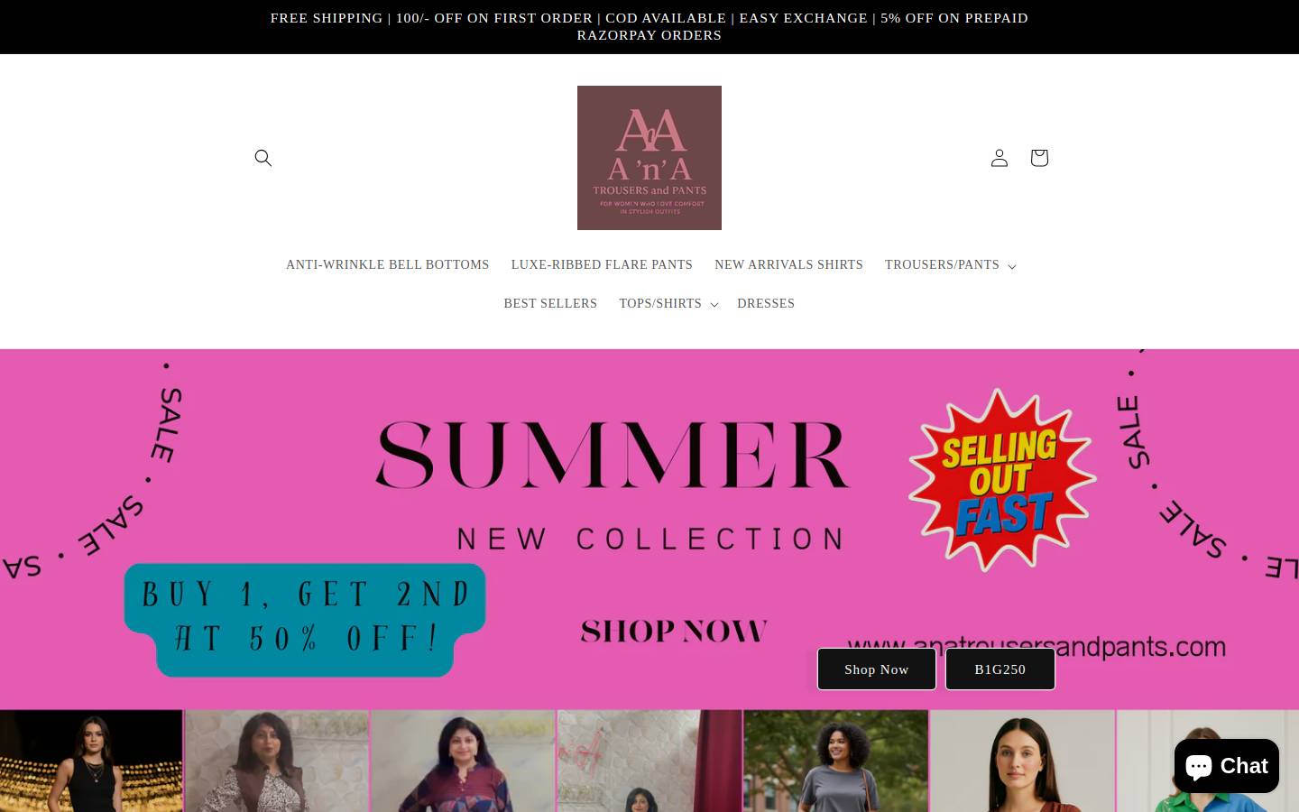 anatrousersandpants.com homepage screenshot