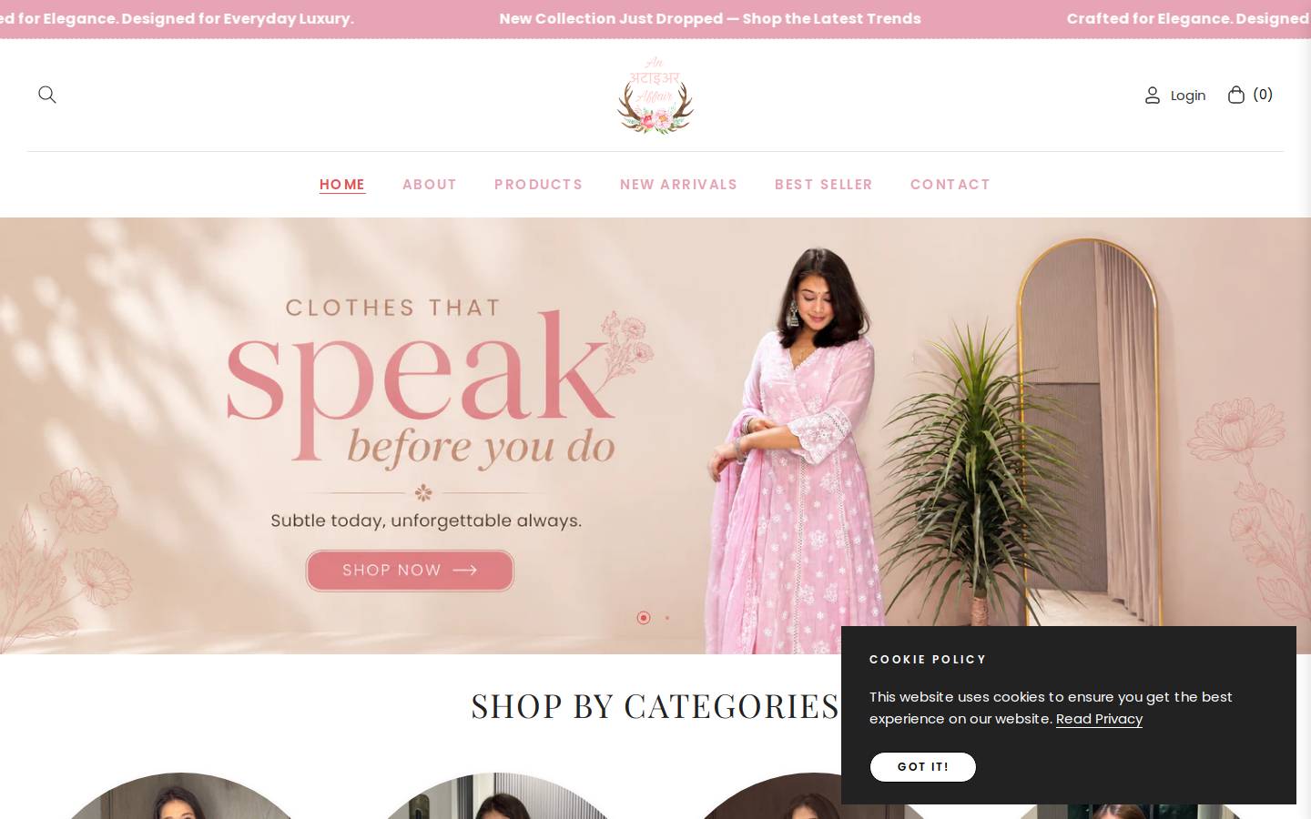 anattireaffair.shop homepage screenshot