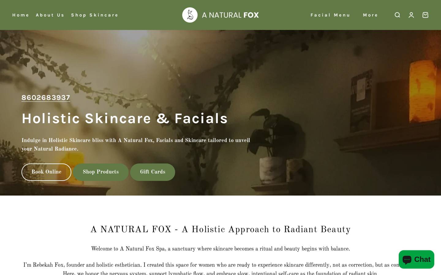 anaturalfox.com homepage screenshot