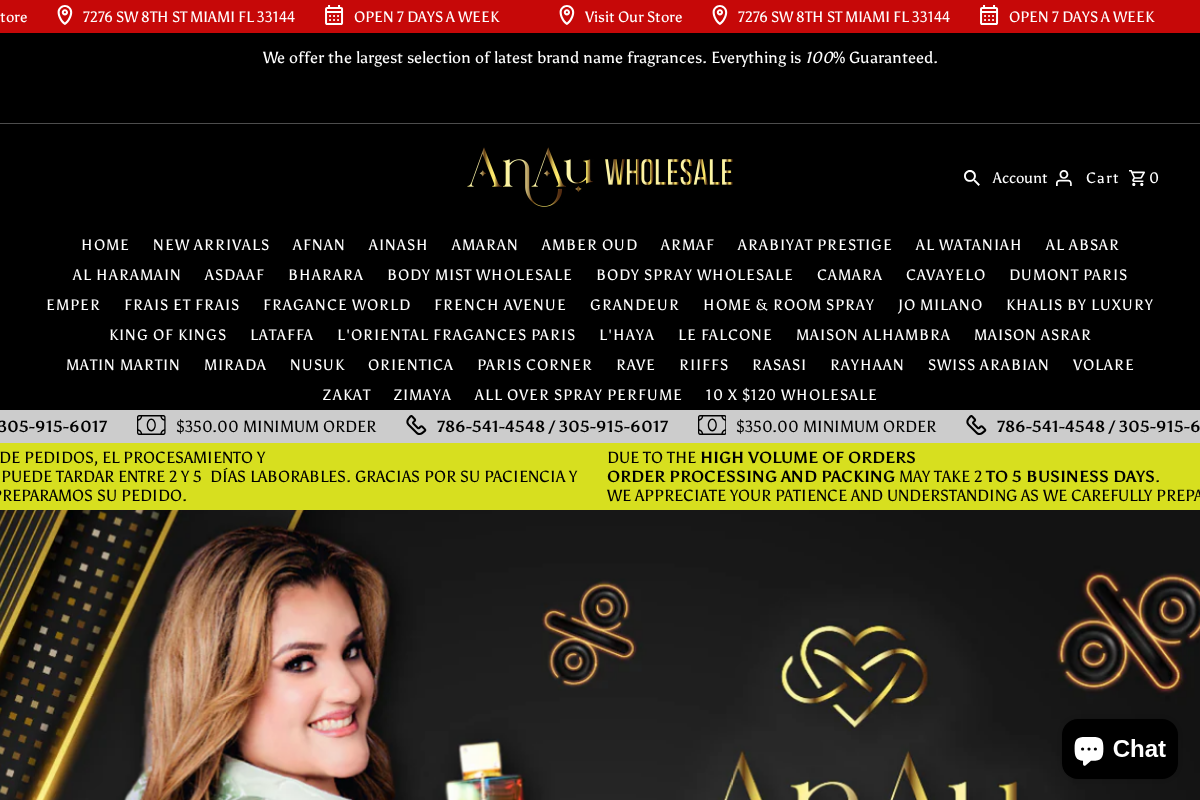 ANAU STORE WHOLESALE homepage screenshot