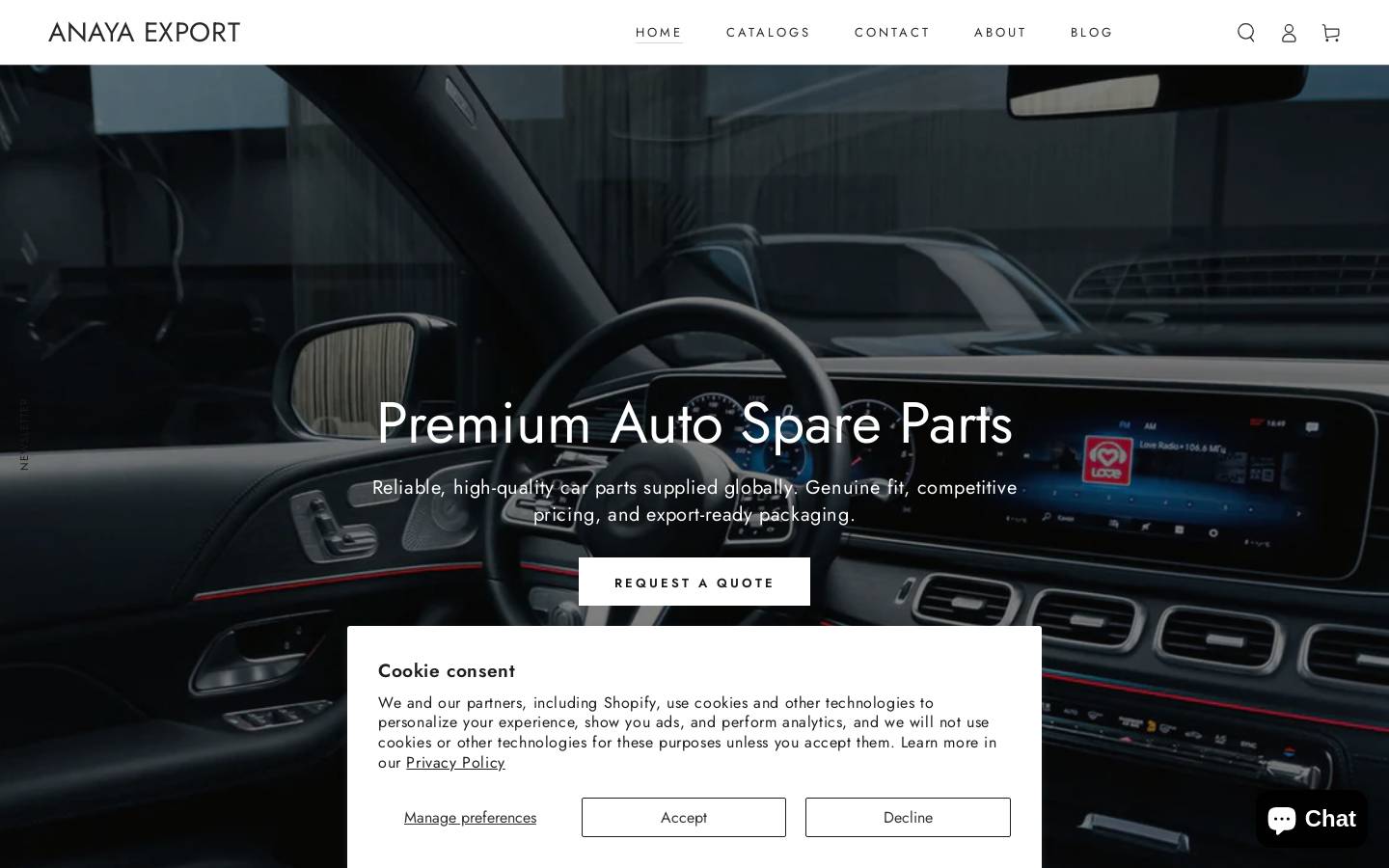 anayaexport.com homepage screenshot