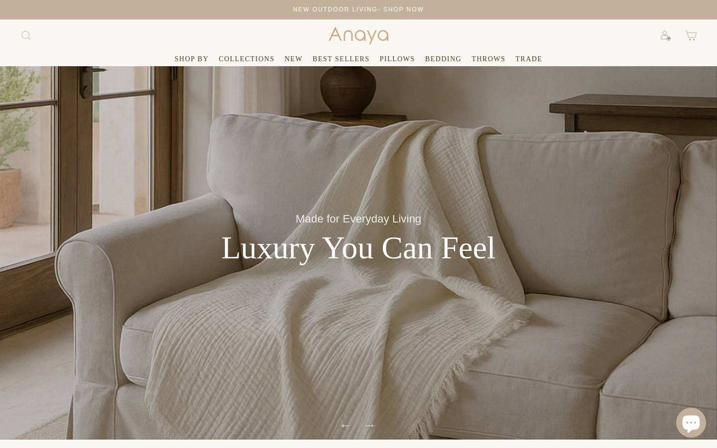 anayahome.com homepage screenshot