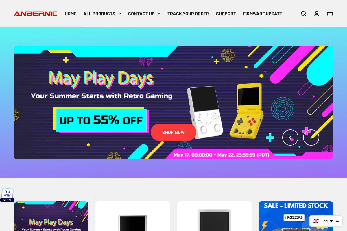 anbernic.com homepage screenshot