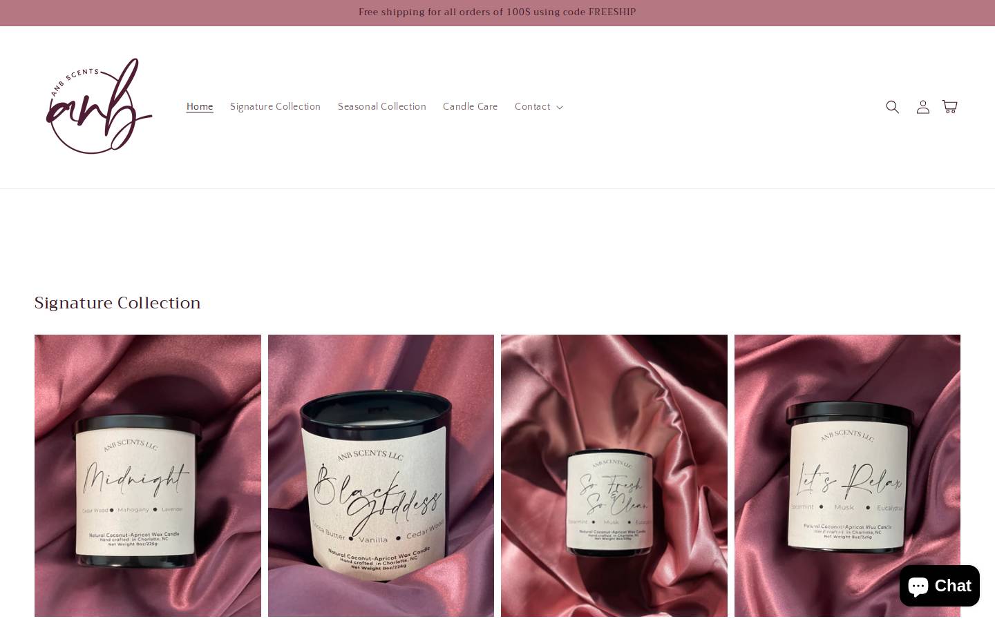 anbscents.com homepage screenshot
