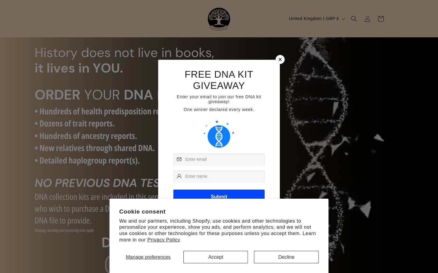 ancestral-legacy.com homepage screenshot