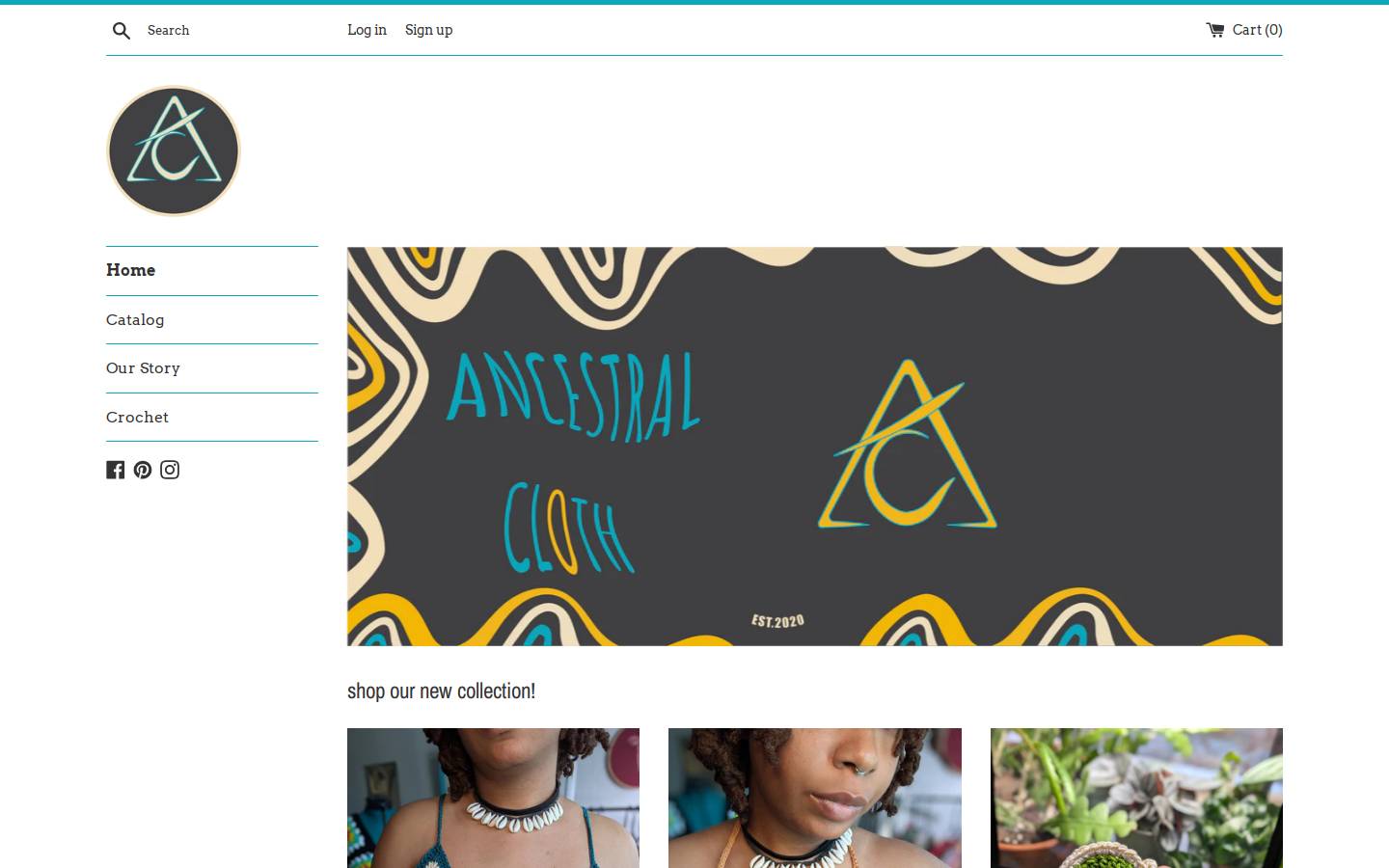 ancestralcloth.com homepage screenshot