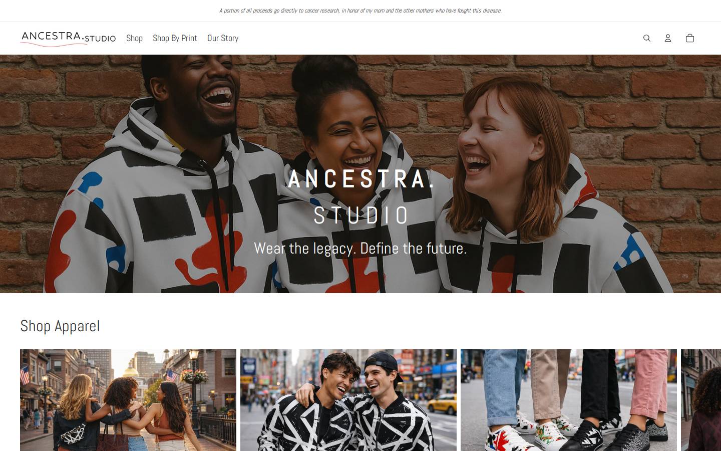 ancestrastudio.com homepage screenshot