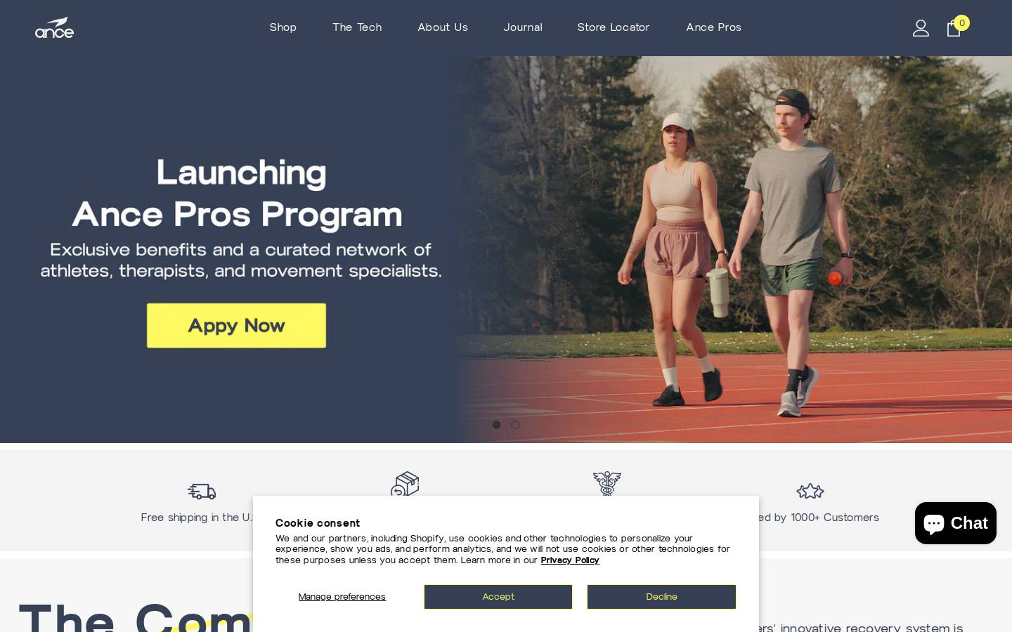 ancewear.com homepage screenshot
