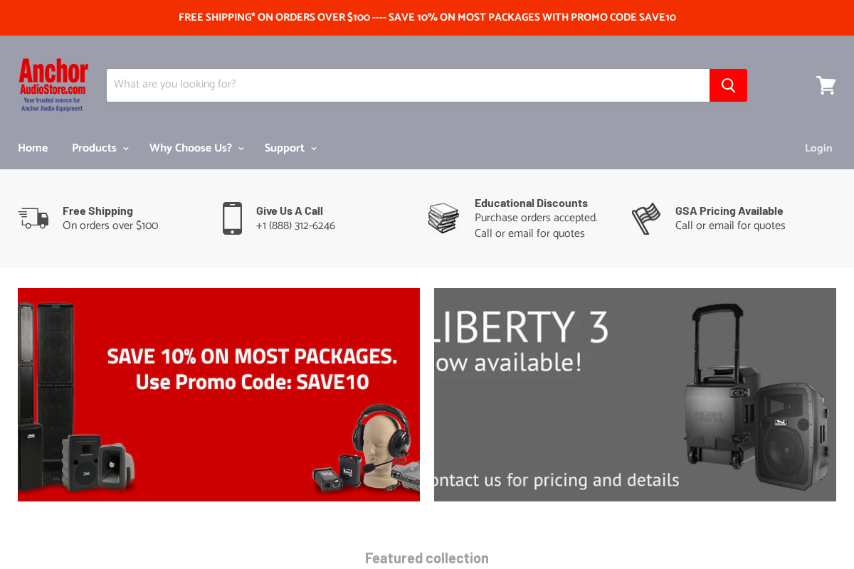 AnchorAudioStore.com homepage screenshot