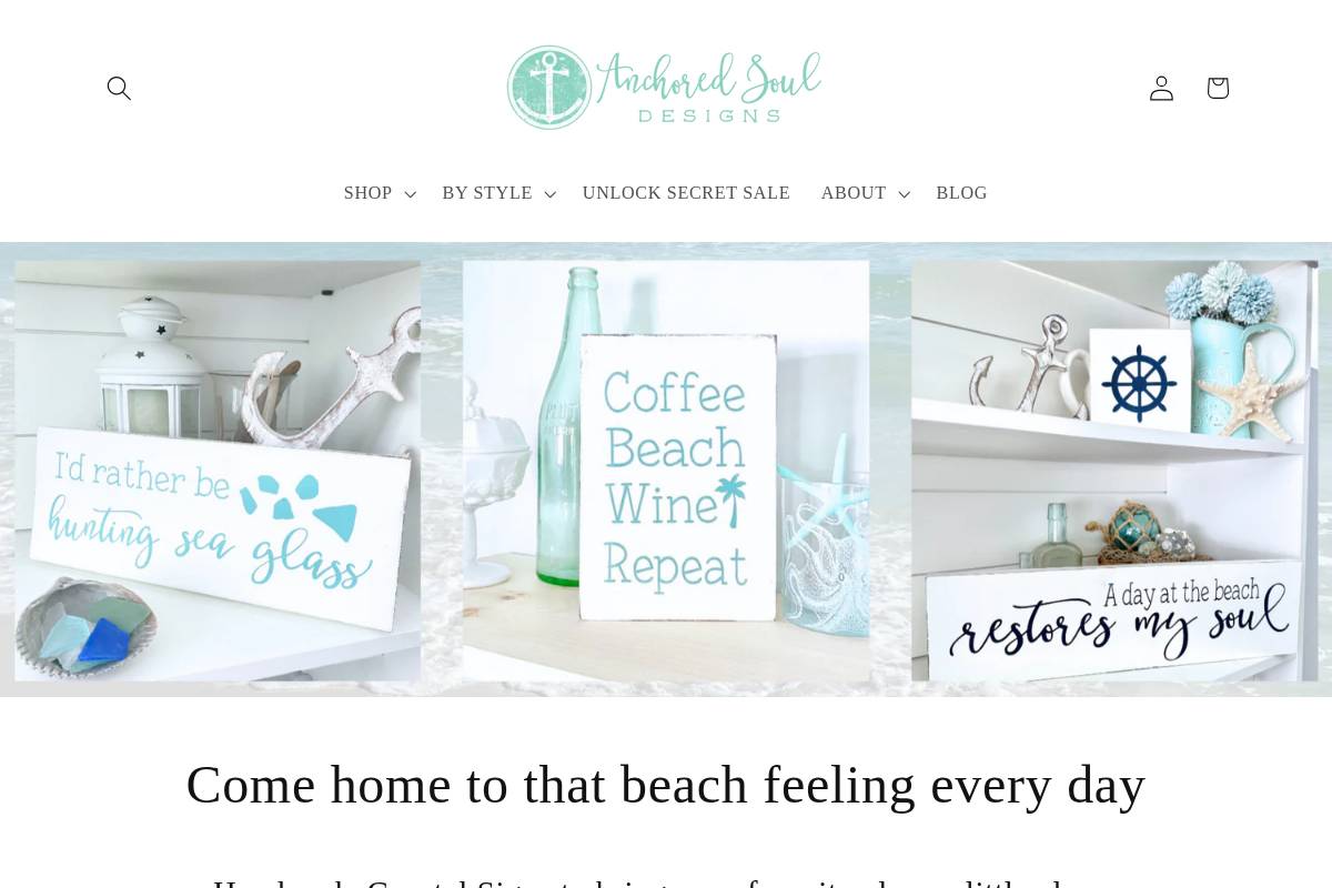 anchoredsouldesigns.com homepage screenshot