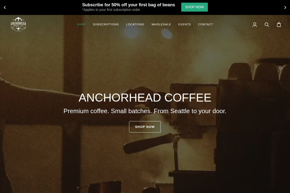 anchorheadcoffee.com homepage screenshot