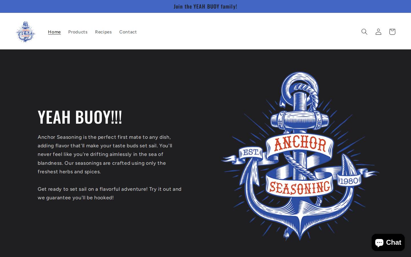 anchorseasoning.com homepage screenshot