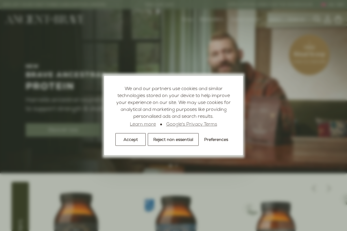 Ancient + Brave homepage screenshot