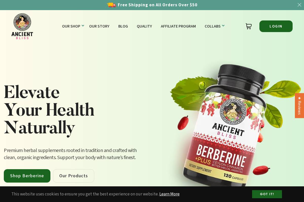 ancientbliss.com homepage screenshot
