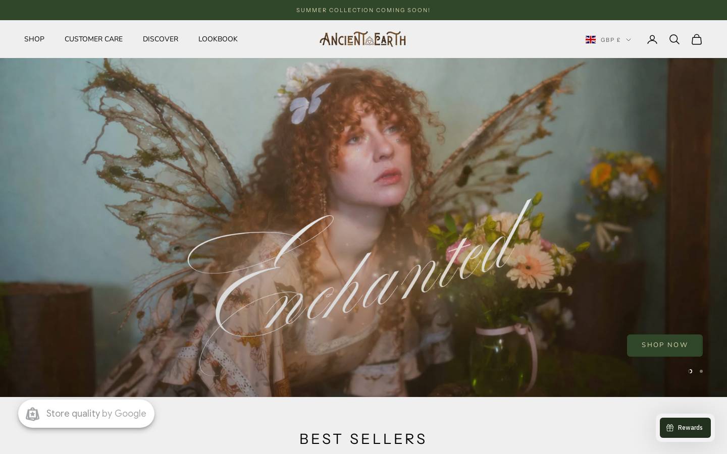 Ancientearthclothing homepage screenshot