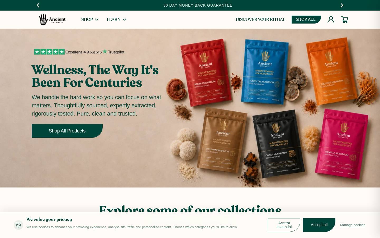 ancientextracts.com homepage screenshot