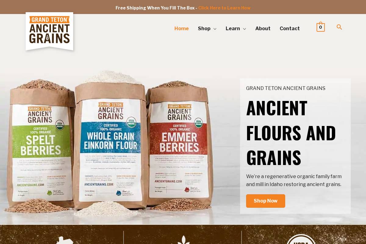 ancientgrains.com homepage screenshot