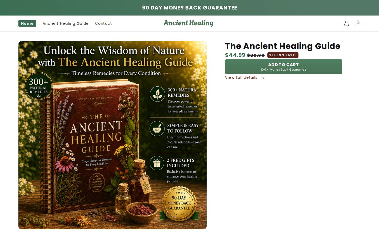 ancienthealing.co homepage screenshot
