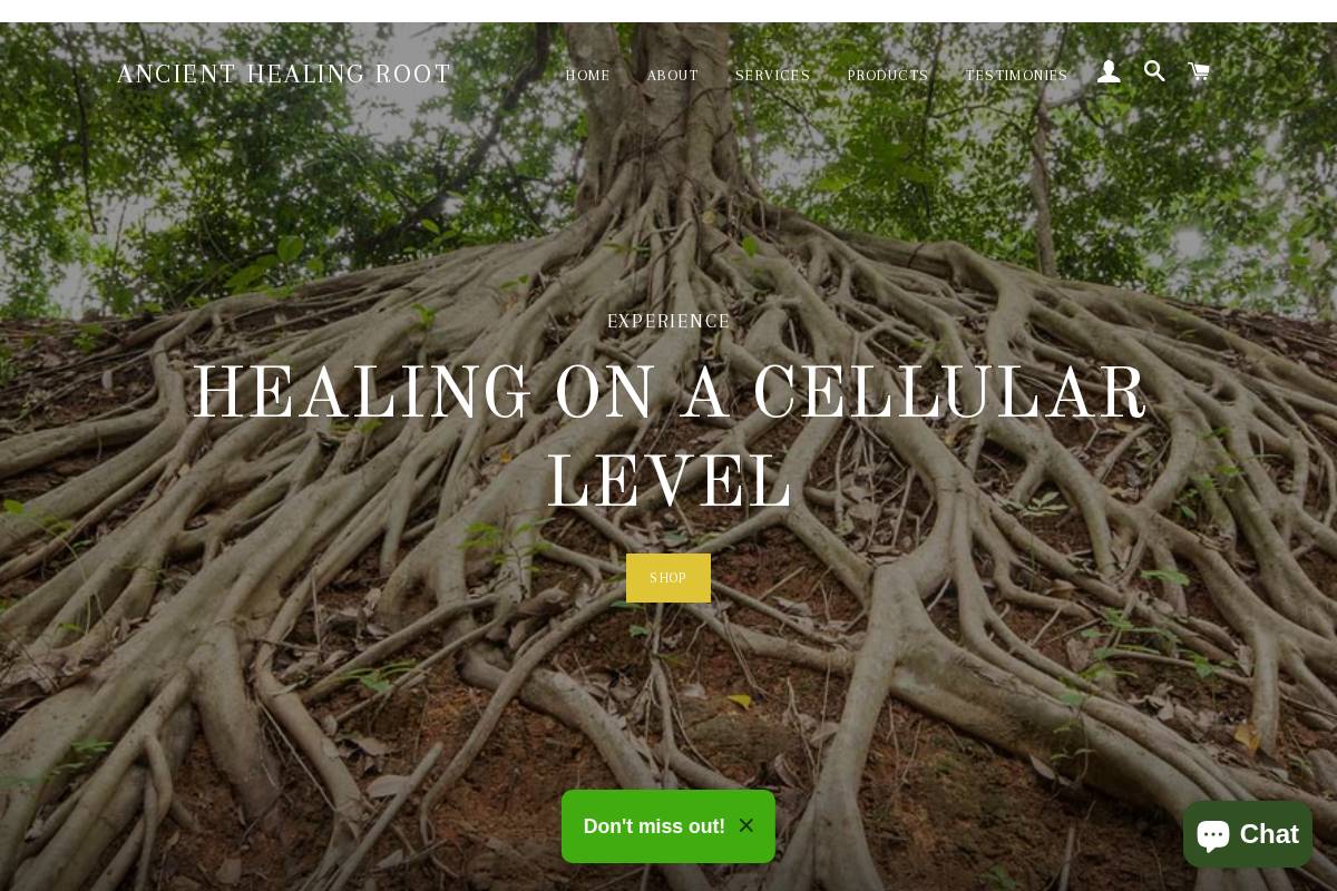 ancienthealingroot.com homepage screenshot