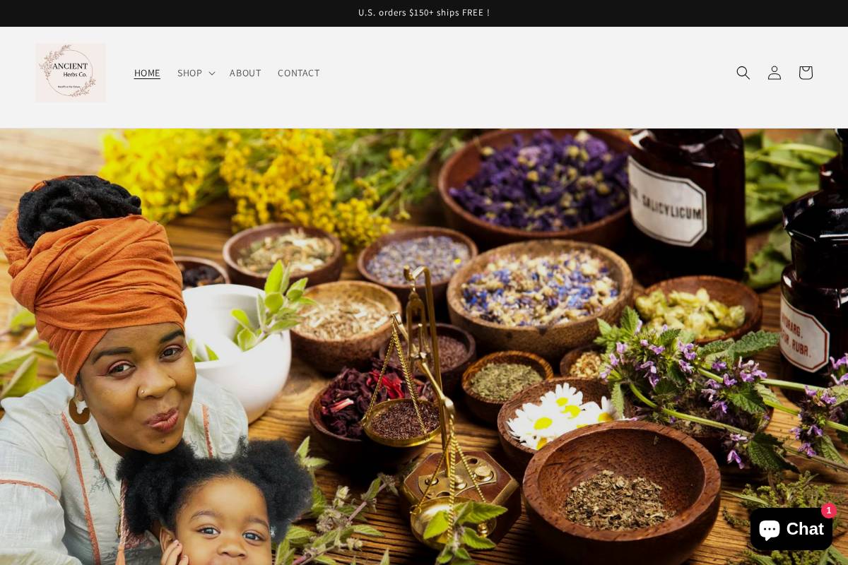 ancientherbco.com homepage screenshot