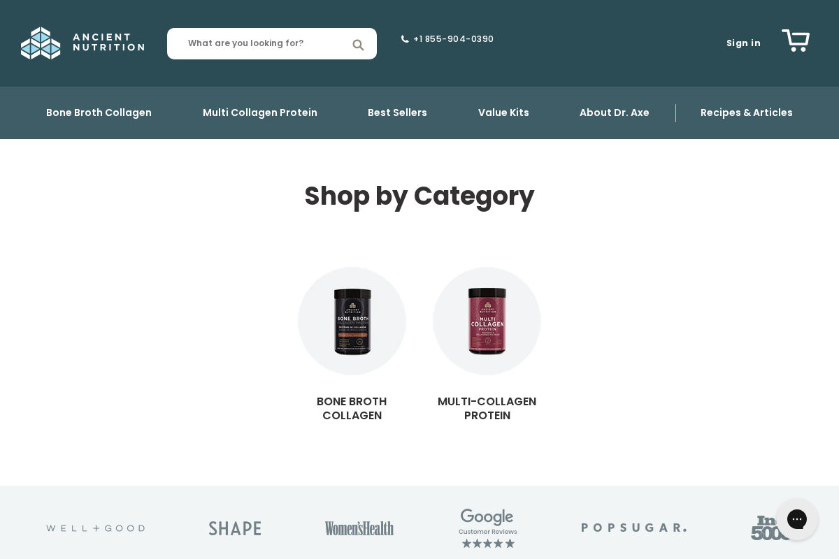 ancientnutrition.com homepage screenshot