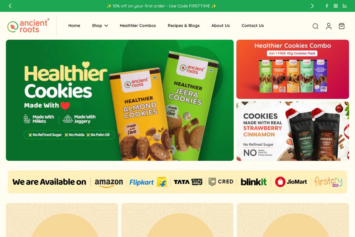 ancientrootsindia.com homepage screenshot