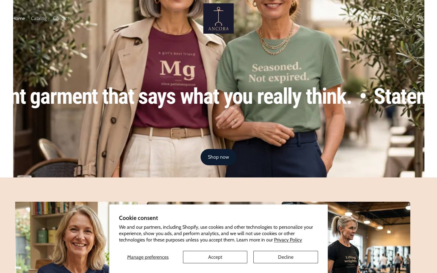 ancorawomen.com homepage screenshot