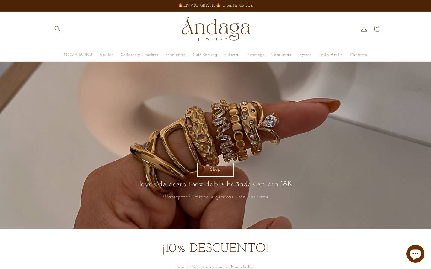 andagajewelry.com homepage screenshot
