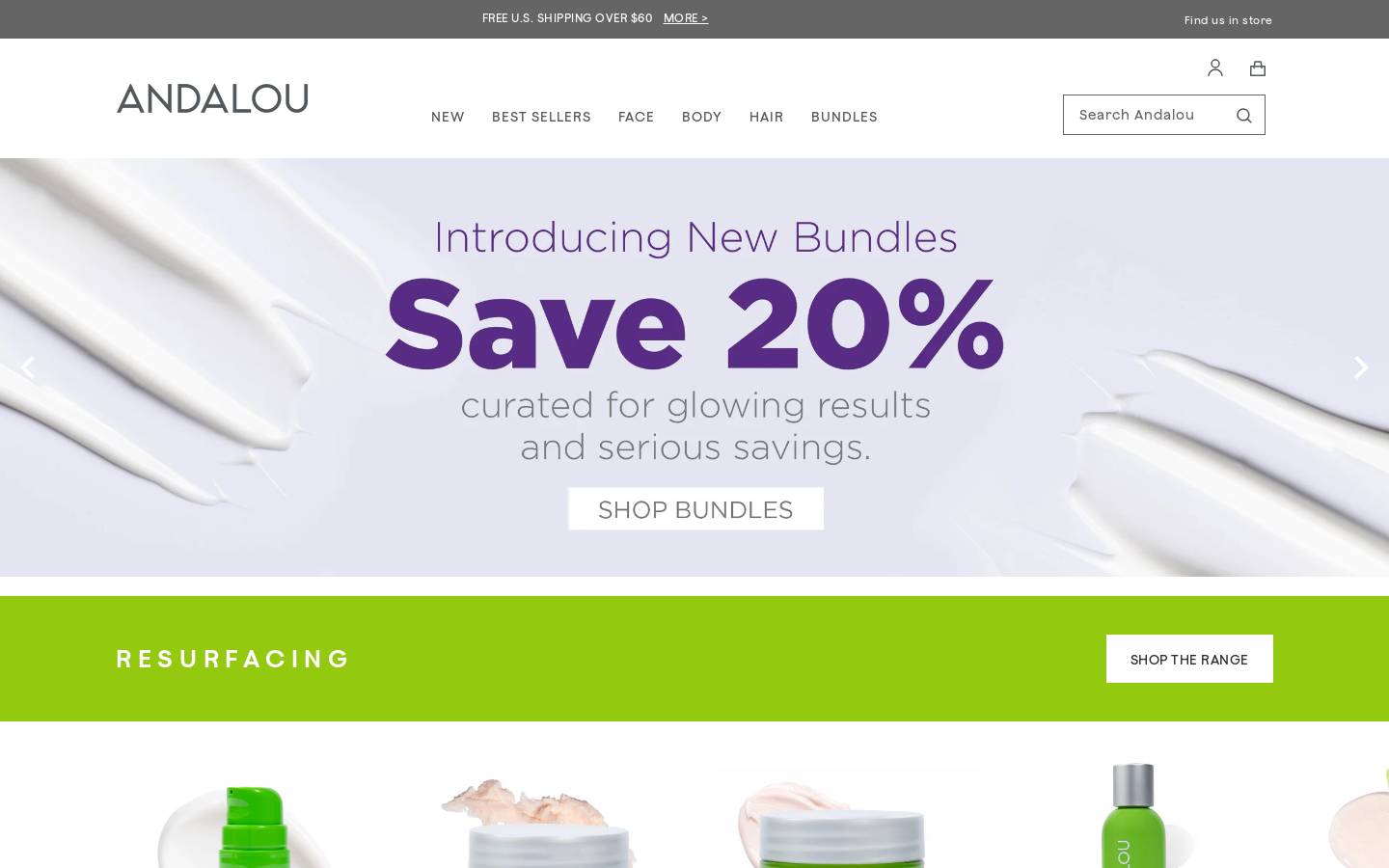 Andalou Naturals homepage screenshot