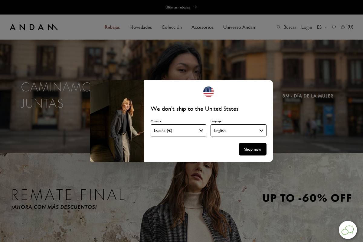 Andam homepage screenshot