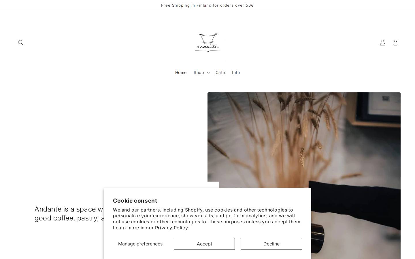 andantecoffee.com homepage screenshot