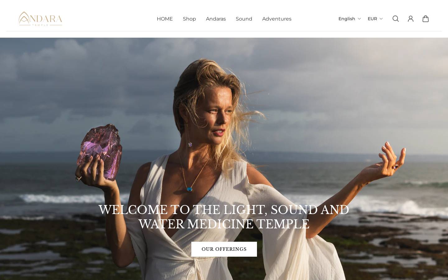 andaratemple.com homepage screenshot