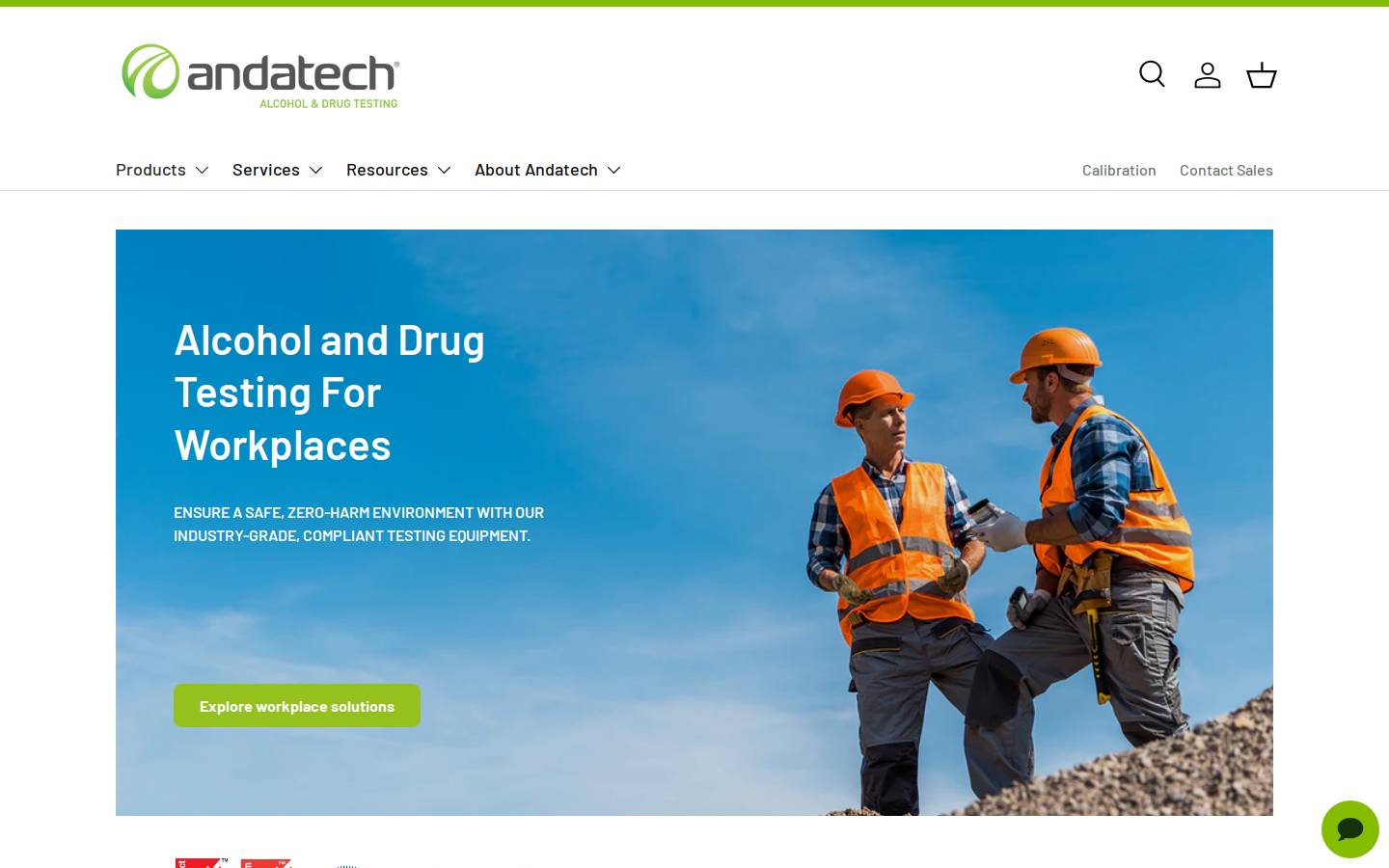 Andatech homepage screenshot
