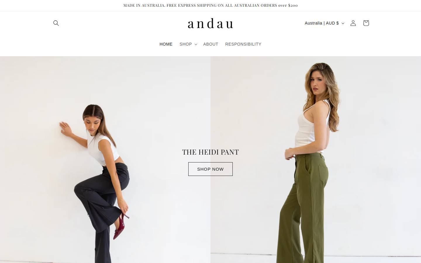 andau.com.au homepage screenshot