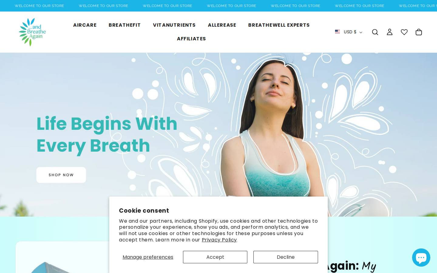 andbreatheagain.net homepage screenshot
