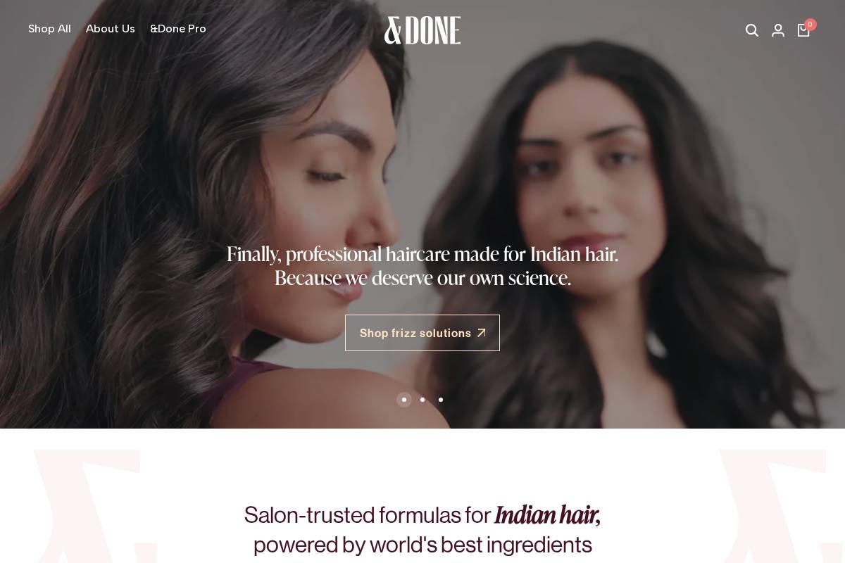 anddonehair.com homepage screenshot