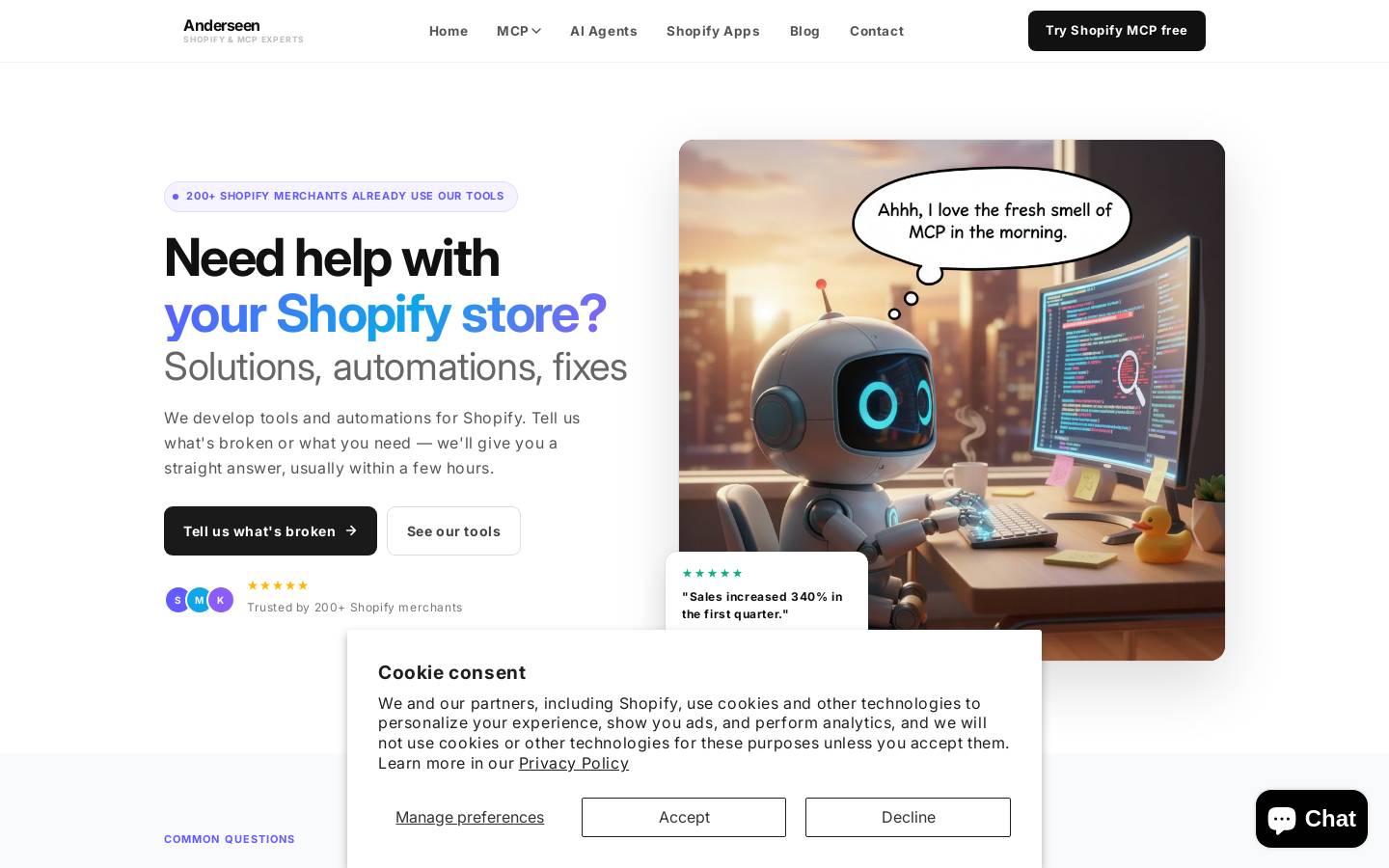 anderseen.com homepage screenshot
