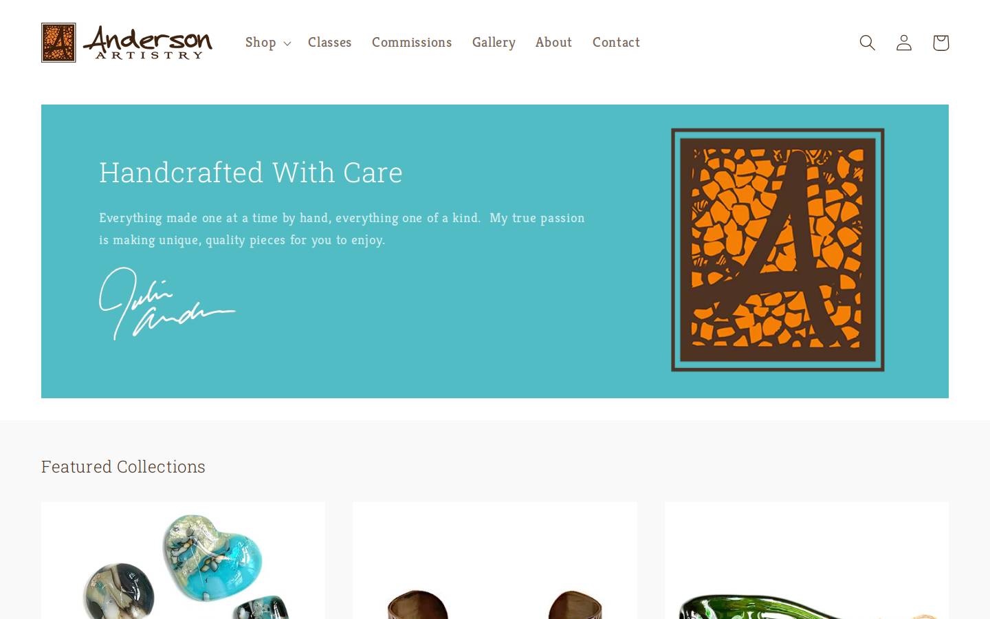 anderson-artistry.com homepage screenshot