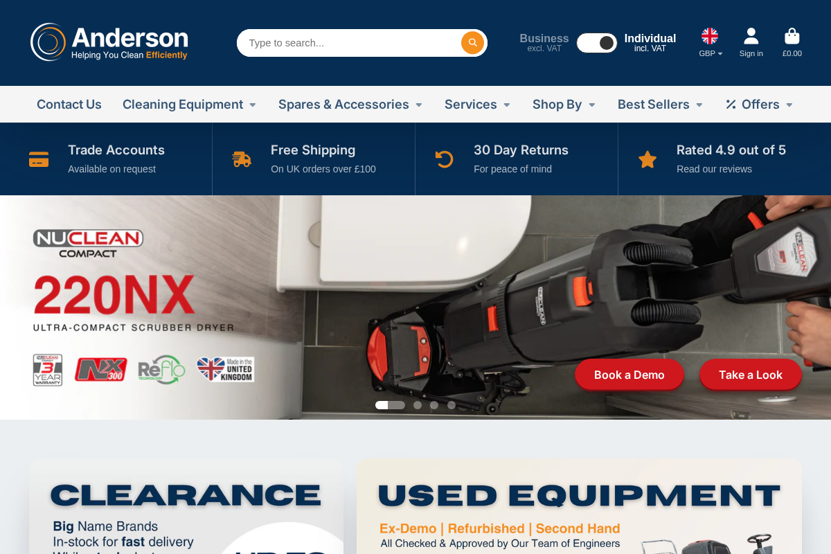 Anderson Trade homepage screenshot