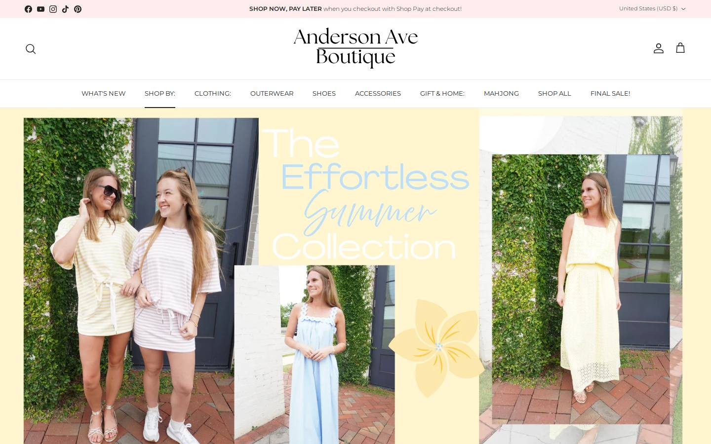 andersonaveboutique.com homepage screenshot