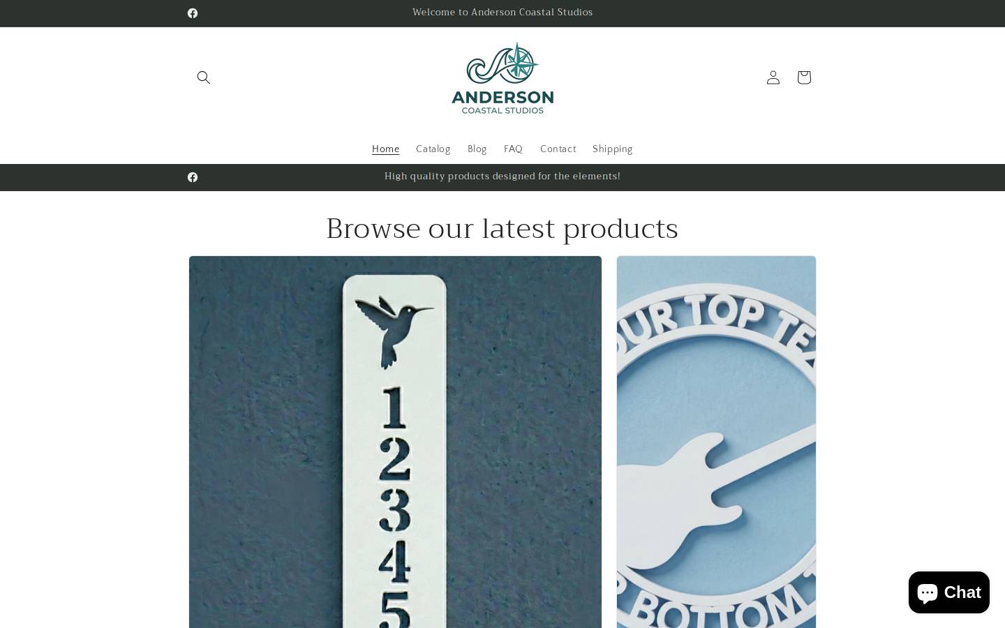 andersoncoastalstudios.com homepage screenshot