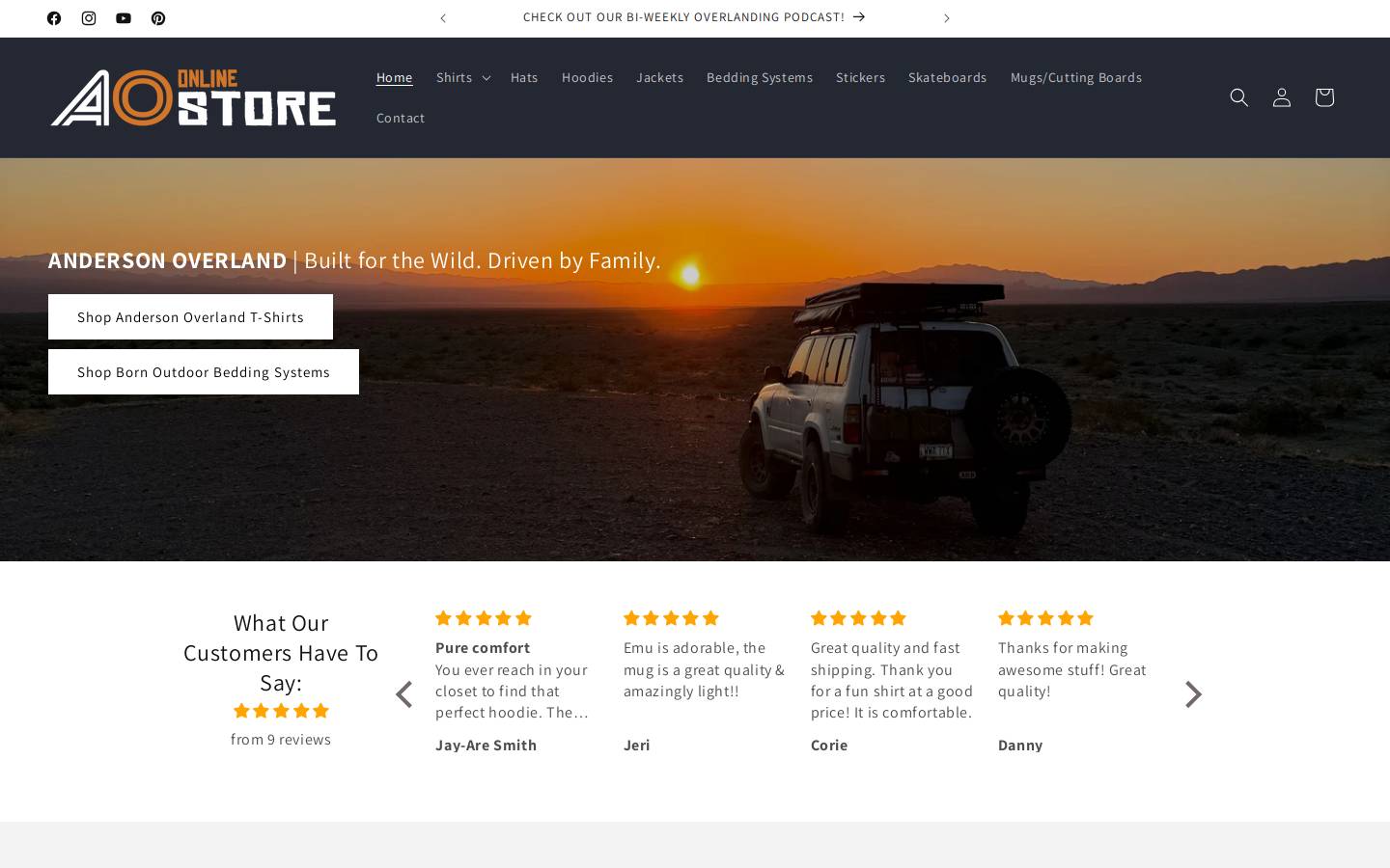 andersonoverland.com homepage screenshot