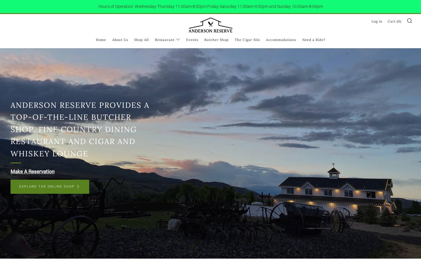 andersonreserve.com homepage screenshot