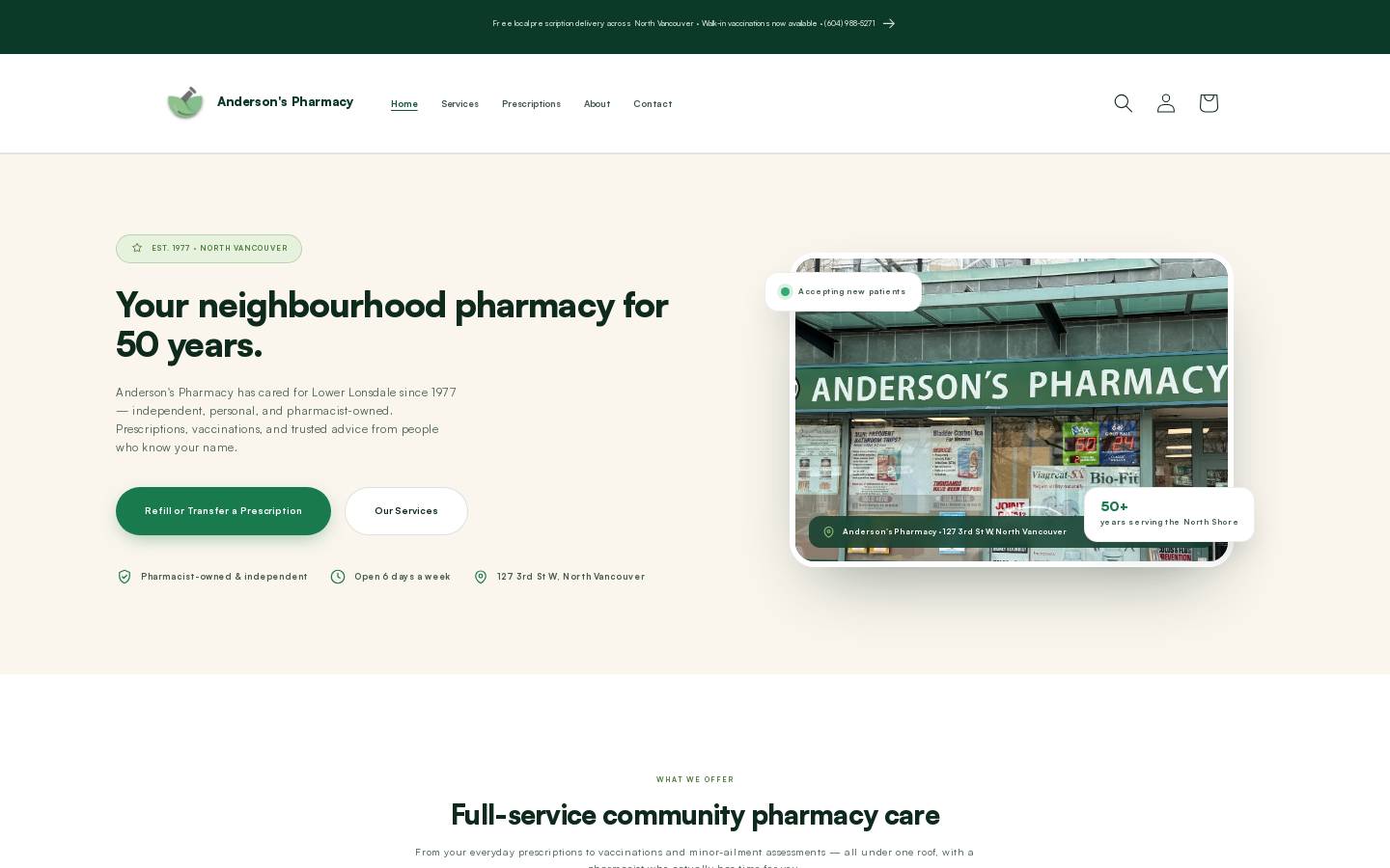 andersonspharmacy.com homepage screenshot